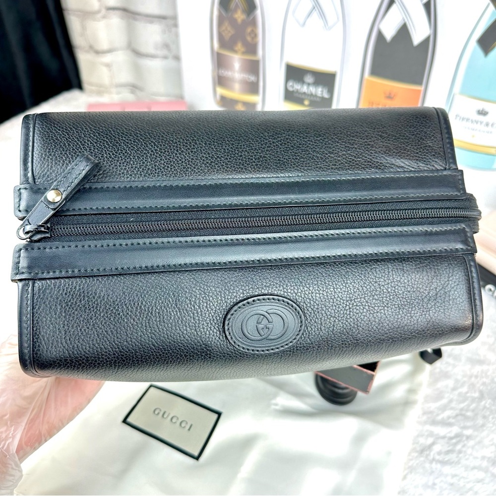 GUCCI Black Leather Toiletry Cosmetic Case Pouch for Man or Woman - Picture 9 of 16